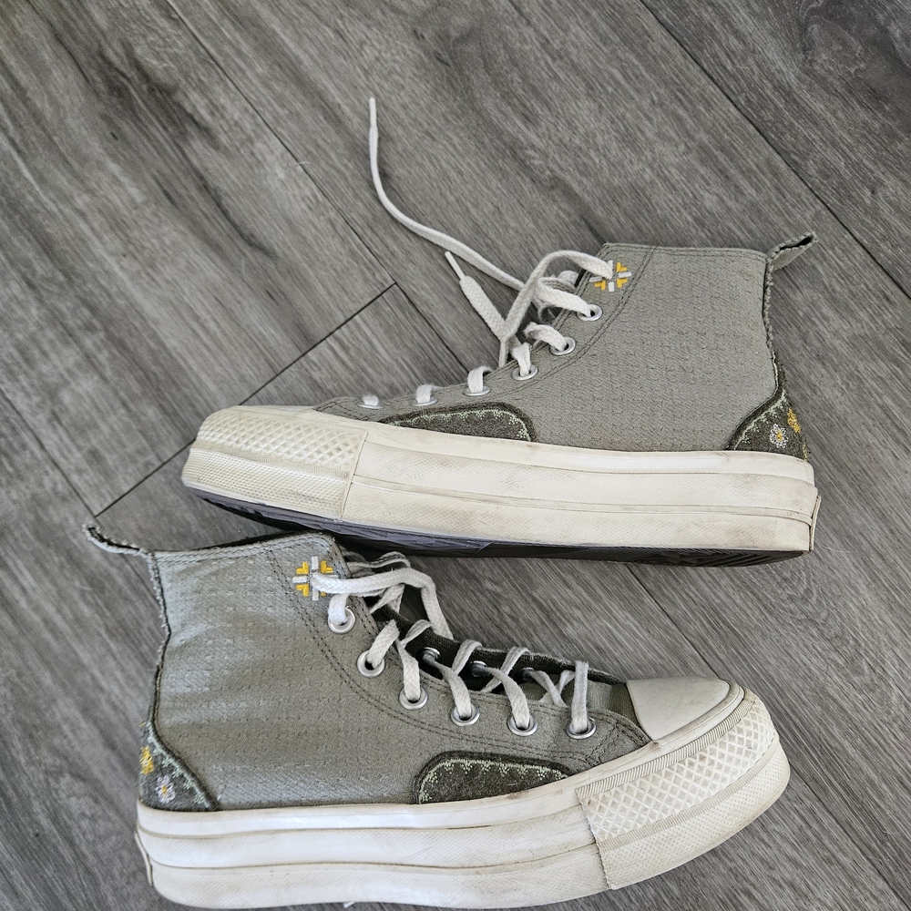 Converse Chuck Taylor All Star Lift Platform Autumn Embroidery Sage Green - Picture 4 of 5